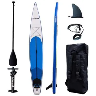 CoolSurf 14' Pro Touring Paddleboard (Blue/White/Black) | Sportpursuit