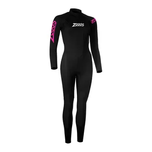 Zoggs MULTITX V2.5 ウエットスーツ ブラック/ピンク Zoggs Womens OW Multix VL FS BZ 2.5mm Wetsuit (Black/Pink) | Sportpurs