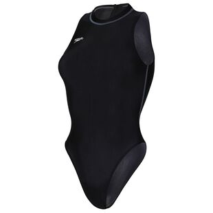 Speedo Logo Deep U-Back One Piece- Black