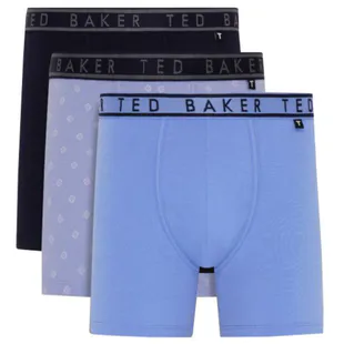 Ted Baker 3 Pack Boxer Brief Uomo | Mutande In Cotone Elasticizzato | Vestibilità Aderente E Comfort | Navy Ounslo/Palm Geo/Navy | Taglia M - 3