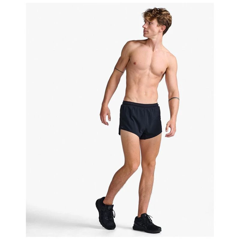 2XU Mens Light Speed 3 Inch Shorts (Black/Black Reflective) | Sportpur