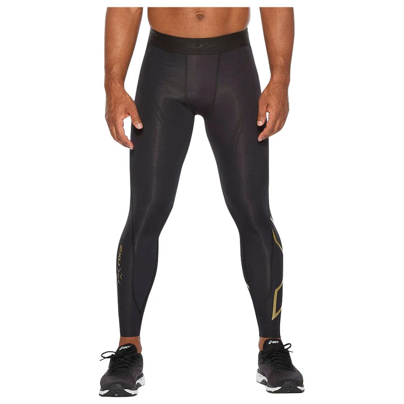 2XU Mens Force Compression Tights (Black/Gold) | Sportpursuit.com