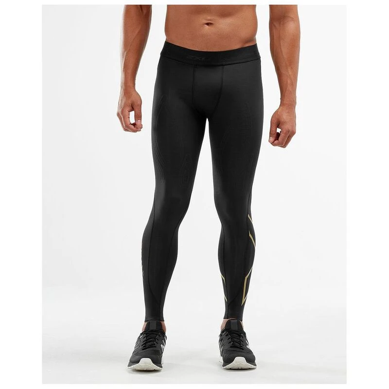 2XU Mens Force Compression Tights (Black/Gold) | Sportpursuit.com