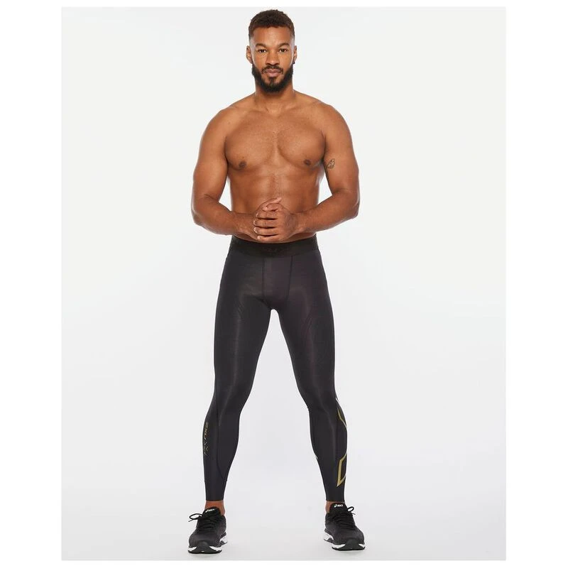 2XU Mens Force Compression Tights (Black/Gold) | Sportpursuit.com