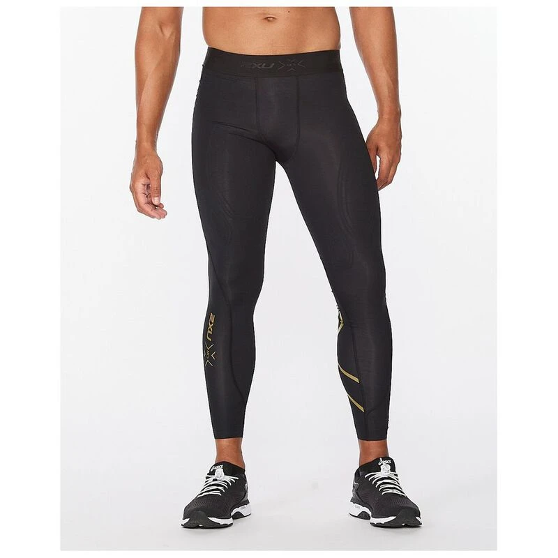 2XU Mens Force Compression Tights (Black/Gold) | Sportpursuit.com
