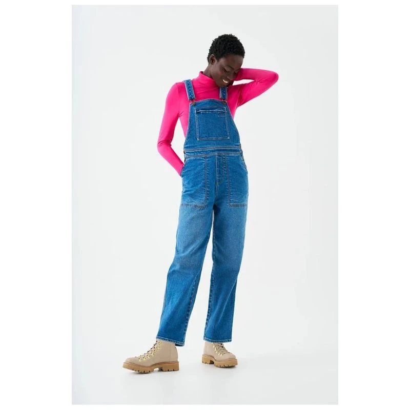 BAM Womens 73 Zero Denim Dungarees (Washed Blue Denim) | Sportpursuit.