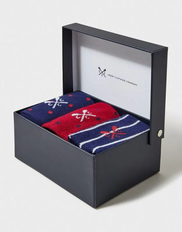 Boxed Sock CrewClothingCo. Mens 3 Pack Boxed Socks (Multi) | Sportpursuit.com