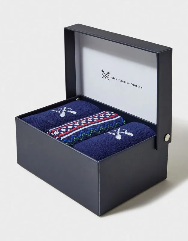 Boxed Sock CrewClothingCo. Mens 3 Pack Boxed Socks (Multi) | Sportpursuit.com