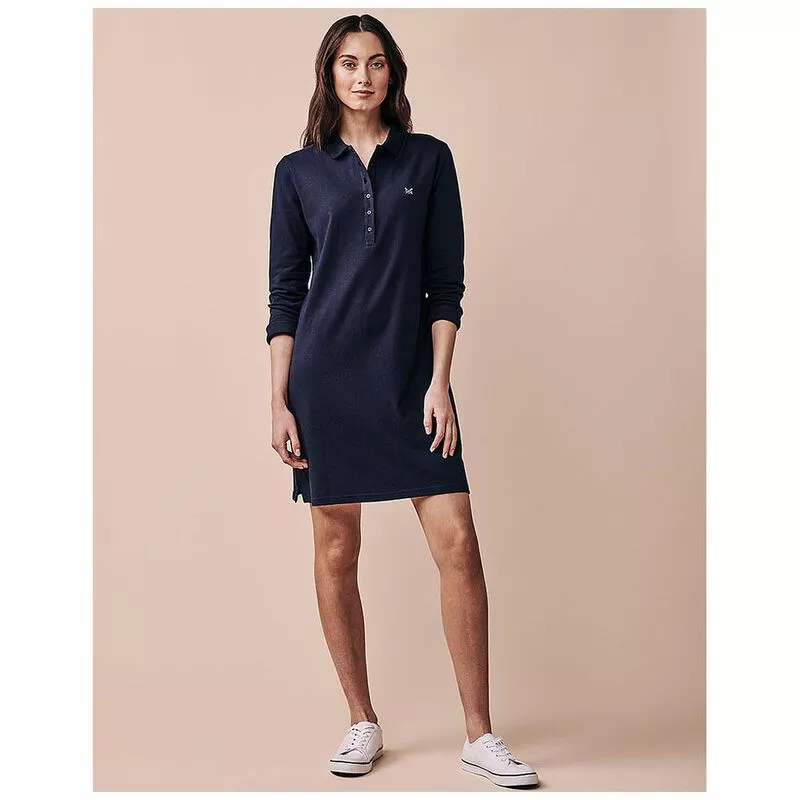 Crew Clothing Co. Womens Polo Long Sleeve Dress (Navy) | Sportpursuit.
