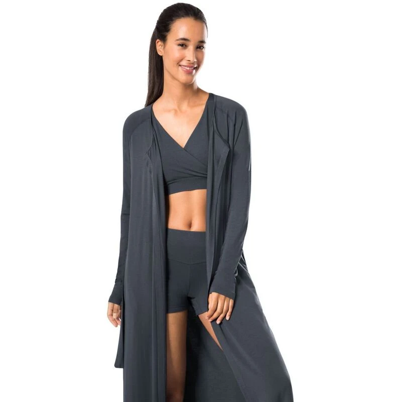 Cartagan Robe Dagsmejan Womens Relax Wear Cardigan Robe (Deep Grey) | Sportpursuit.c
