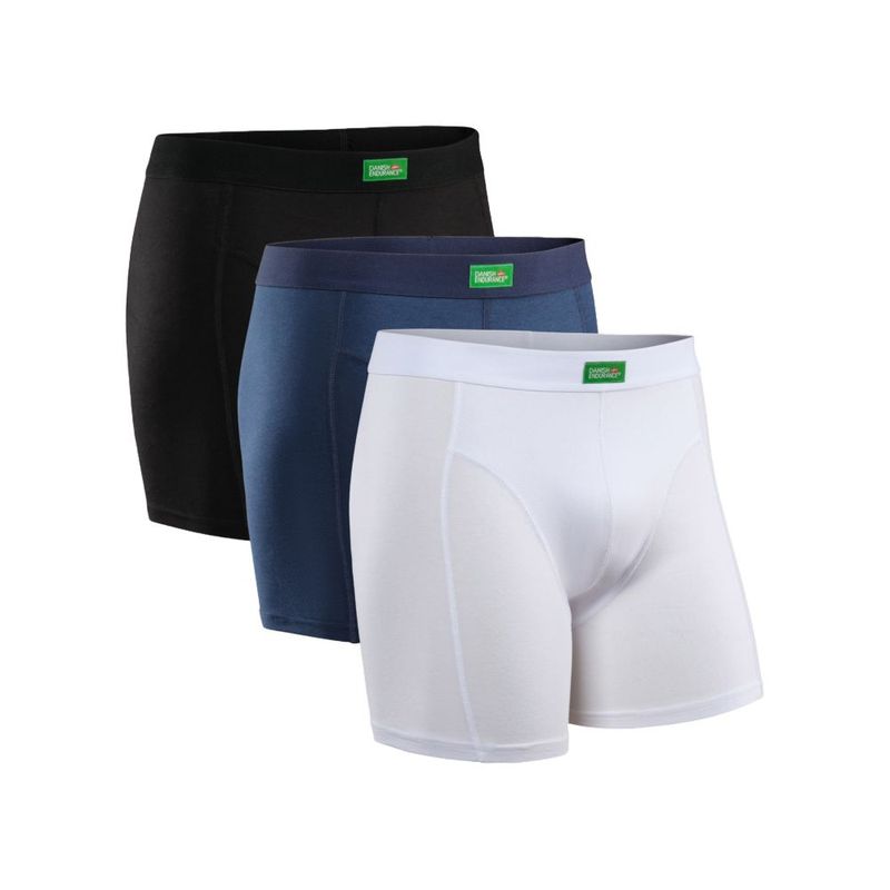 Lot De 3 Boxers Homme DANISH ENDURANCE Sport - Respirants, Anti-Frottement, Jambe Longue Ou Normale - Noir/Bleu/Vert XXL