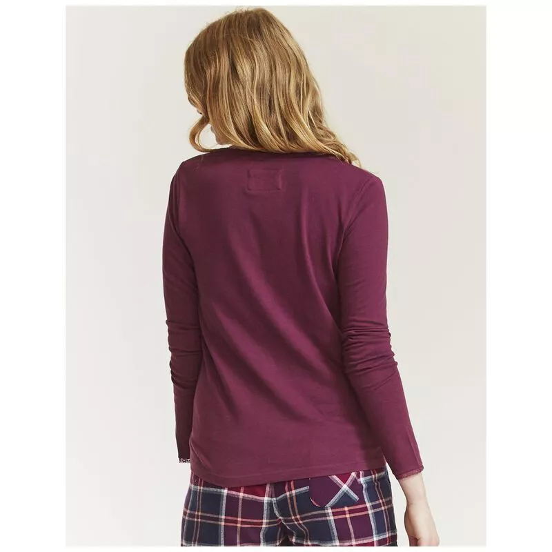 Fat Face Womens Lily Lace Henley Top (Raspberry) | Sportpursuit.com