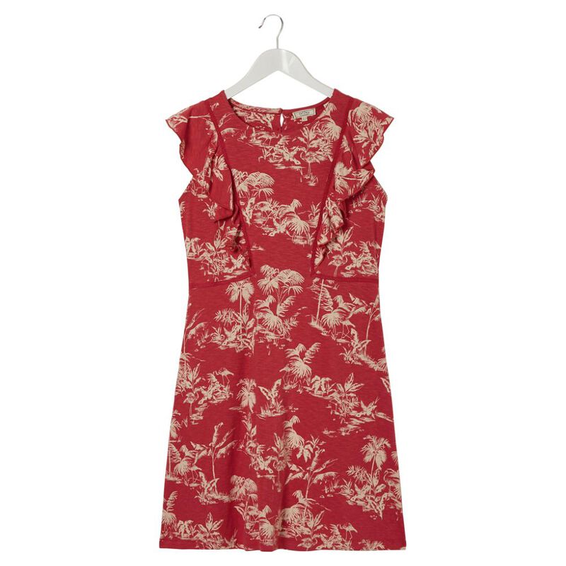 strapless open back dress Fat Face coral print midi dress 8  The Wardrobe