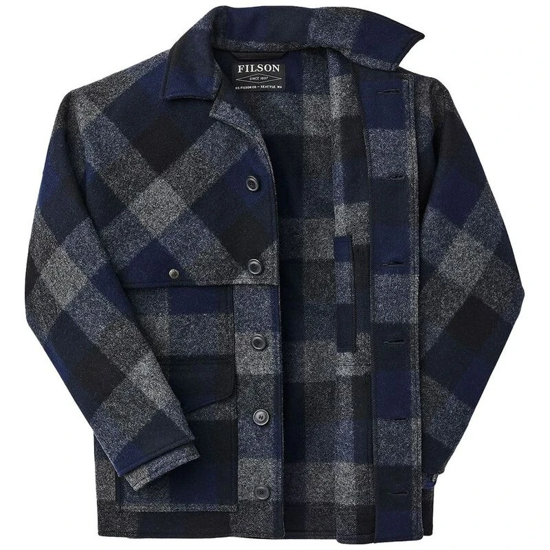 Filson Mens Double Mackinaw Cruiser Jacket (Charcoal/Black/Navy Buffal