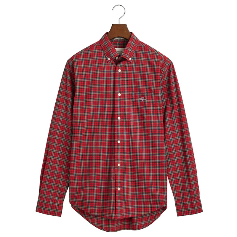 Gant Mens Regular Classic Poplin Tartan Shirt (Ruby Red) | Sportpursui