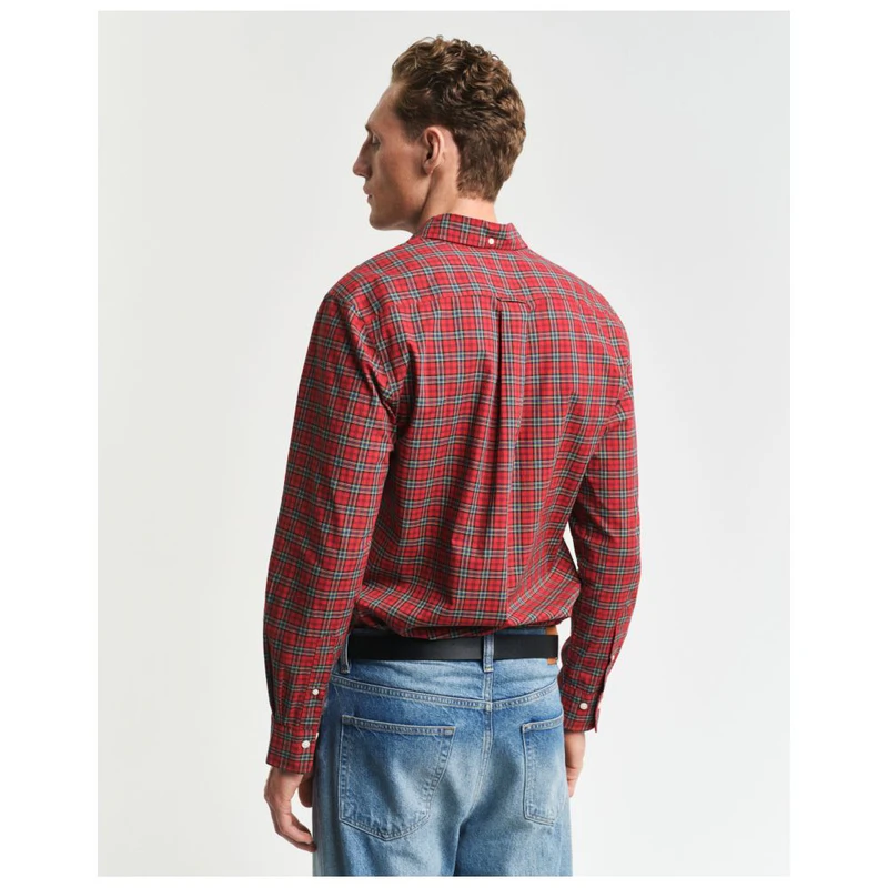 Gant Mens Regular Classic Poplin Tartan Shirt (Ruby Red) | Sportpursui
