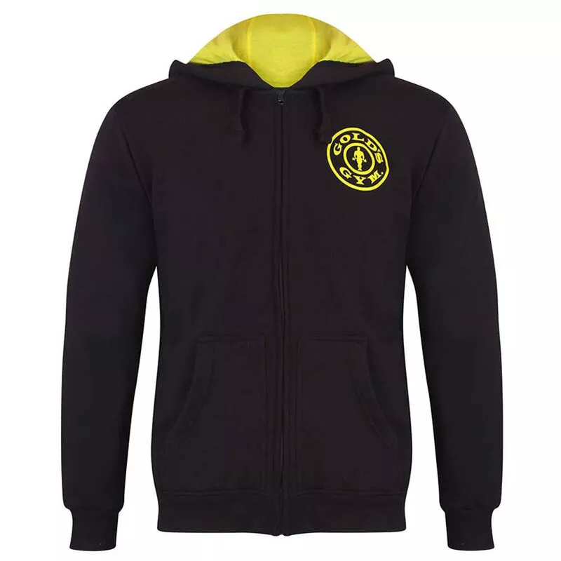 Golds Gym Mens Muscle Joe Zip Through Hoodie (Black) | Sportpursuit.co