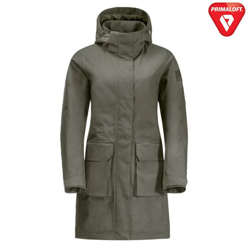 Jack Wolfskin Womens Fierce Wind Parka (Dusty Olive) | Sportpursuit.co