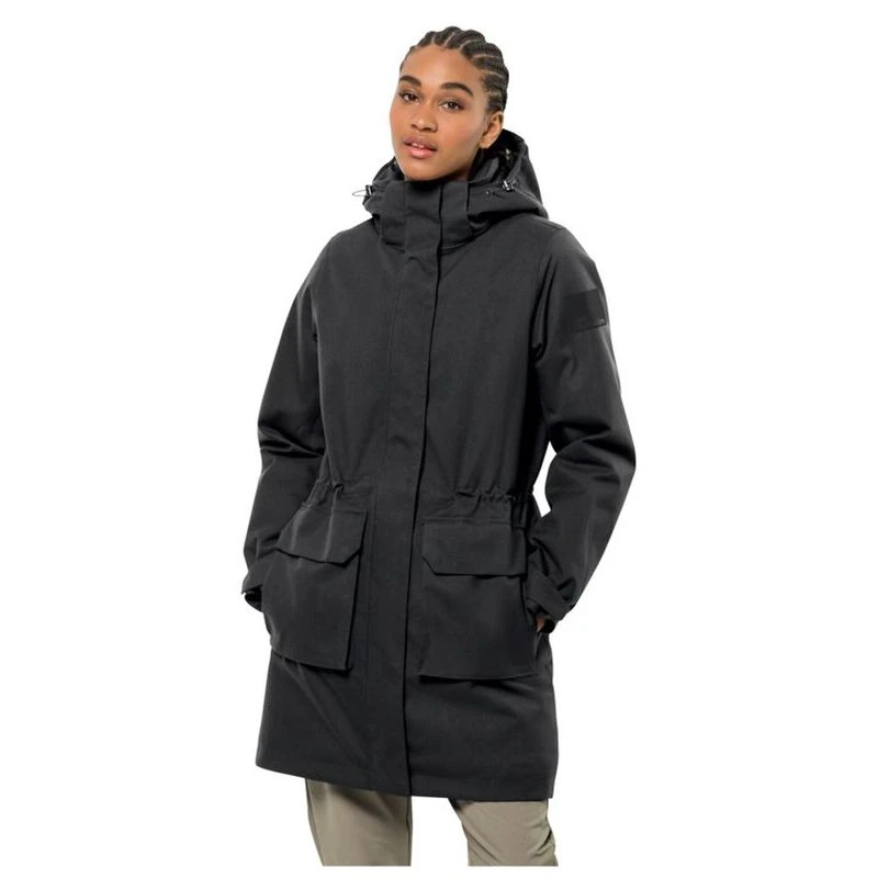 Jack Wolfskin Womens Fierce Wind Parka (Black) | Sportpursuit.com