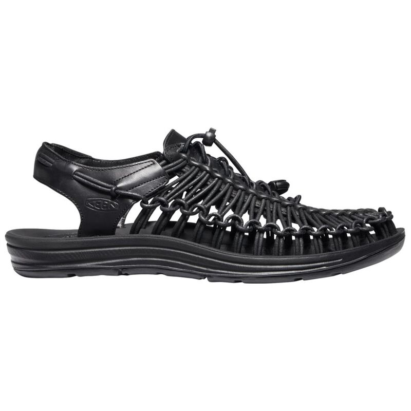 Keen Mens Uneek Premium Leather Sandals (Black) | Sportpursuit.com