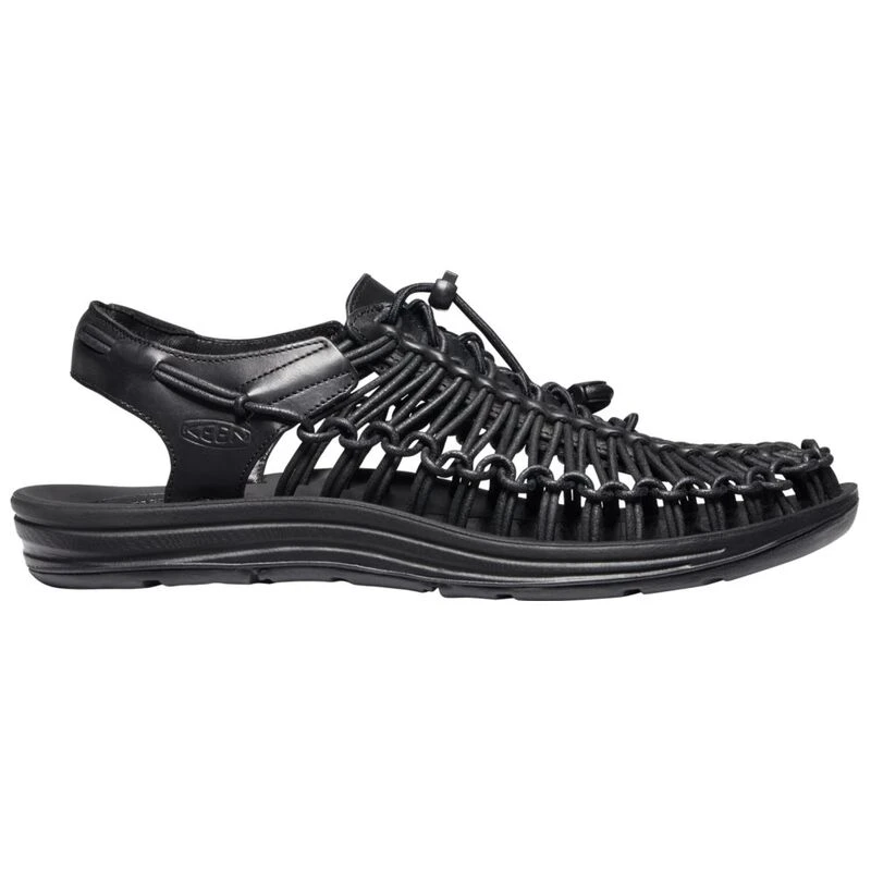 Keen Mens Uneek Premium Leather Sandals (Black) | Sportpursuit.com