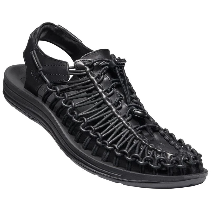 Keen Mens Uneek Premium Leather Sandals (Black) | Sportpursuit.com