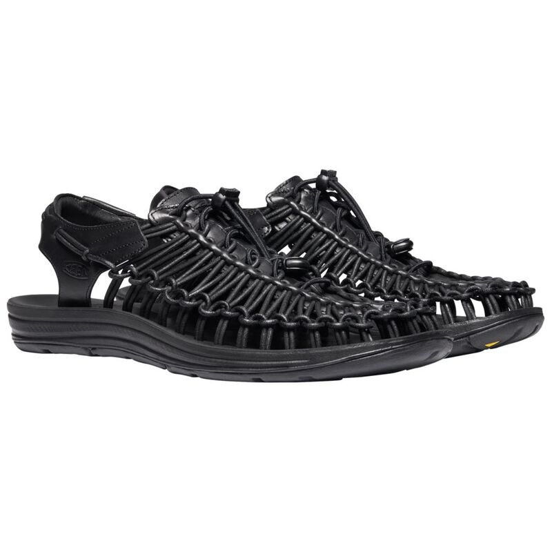 Keen Mens Uneek Premium Leather Sandals (Black) | Sportpursuit.com
