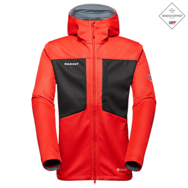 Mammut Mens Ultimate VIII SO Hooded Jacket (Red) | Sportpursuit.com