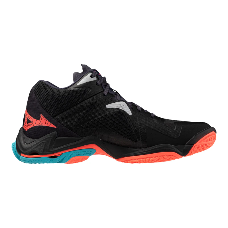 Mizuno Wave Lightning Z8 Mid Footwear (Black/Neon Flame/Peacock Blue)