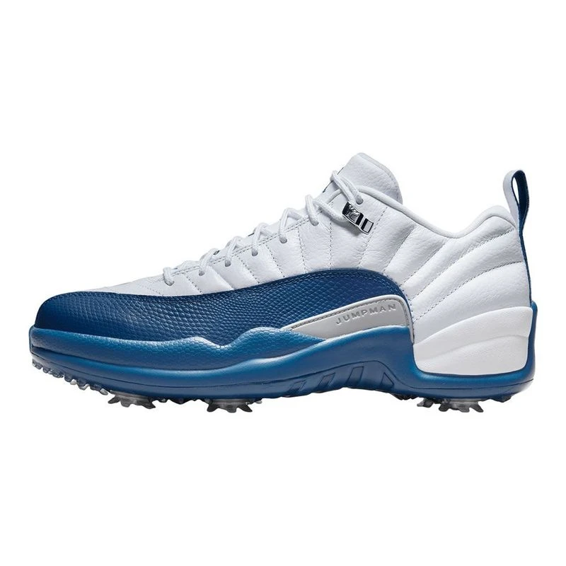 Nike Mens Air Jordan XII Low Golf Shoes (White/French Blue/Metallic Si