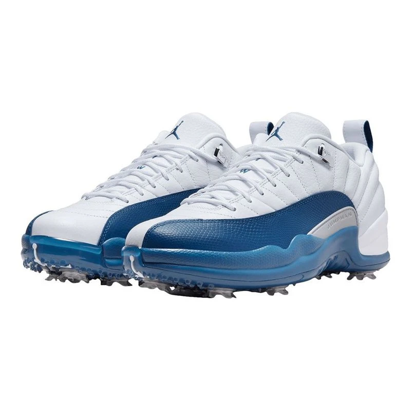 Nike Mens Air Jordan XII Low Golf Shoes (White/French Blue/Metallic Si