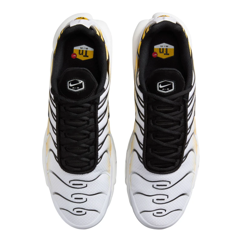 Nike Mens Air Max Plus Casual Shoes (White/Black-Varsity Maize) | Spor