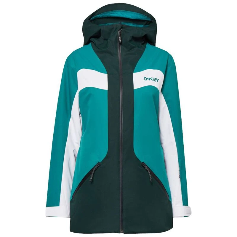 Oakley Womens TNP TBT RC Ski Jacket (Green Lake/White/Hunter Green) |