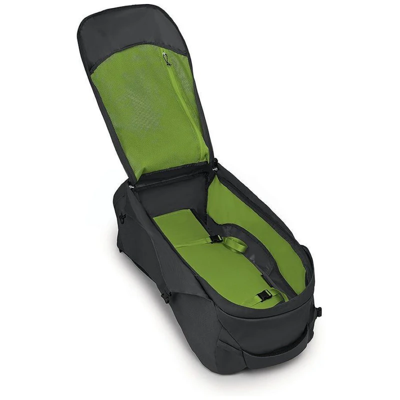 osprey 70l men's backpack Farpoint Travel Go trekking pole attachment Floating top lid with lash points Integrated FlapJacket cover for lidless use Dual front panel zippered pockets for easy Osprey Aether Men's Backpacking Backpack