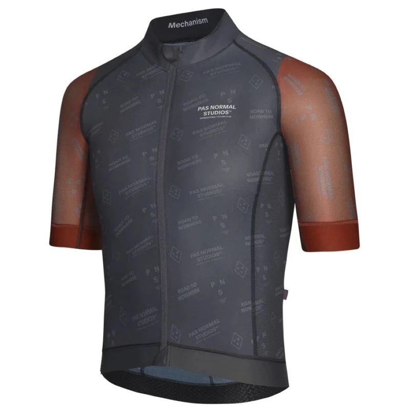 PasNormalStudios Mens Mechanism Late Drop Cycling Jersey (Black Contra