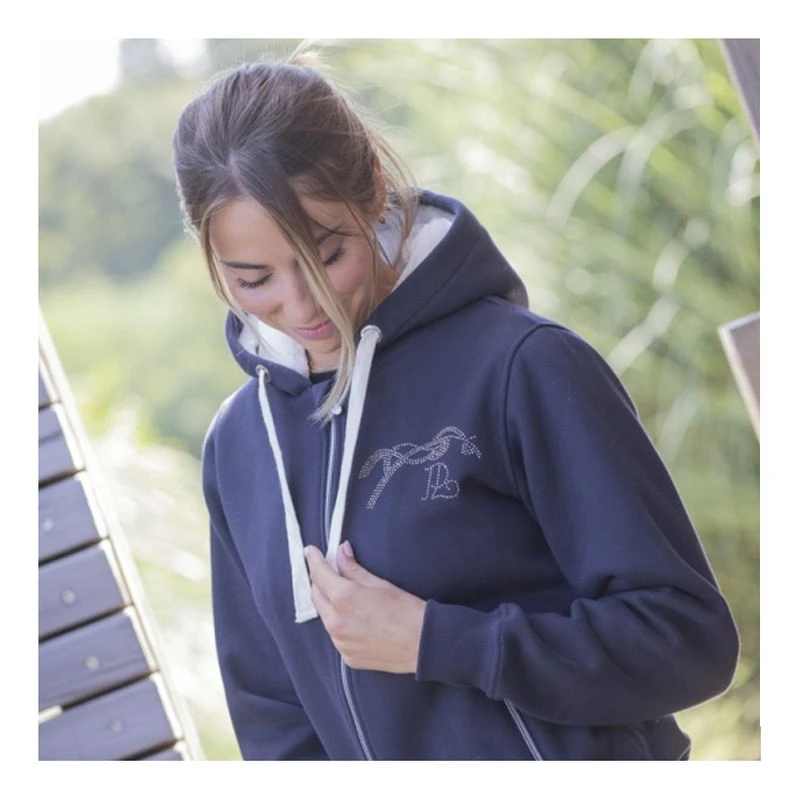 Sweat à Capuche Femme Atticus Bleu Coton - Taille L - Logo - Occasion Bon État