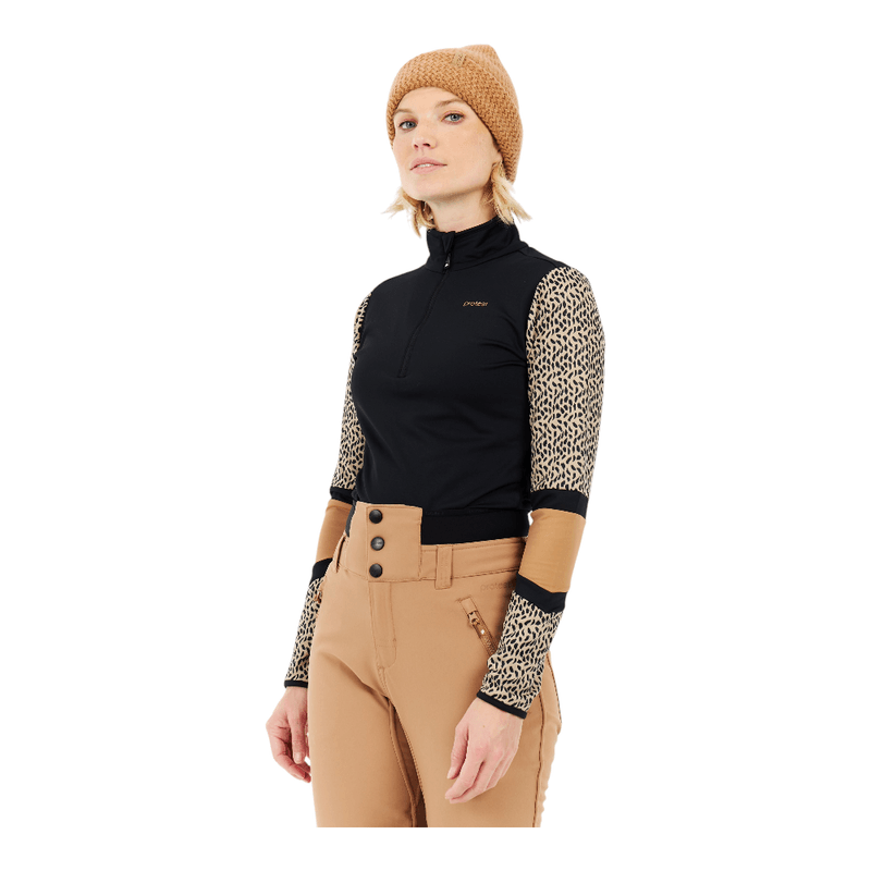 J.Lindeberg Womens Lucia Zip Mock Neck Pullover (Beige Melange) | Spor