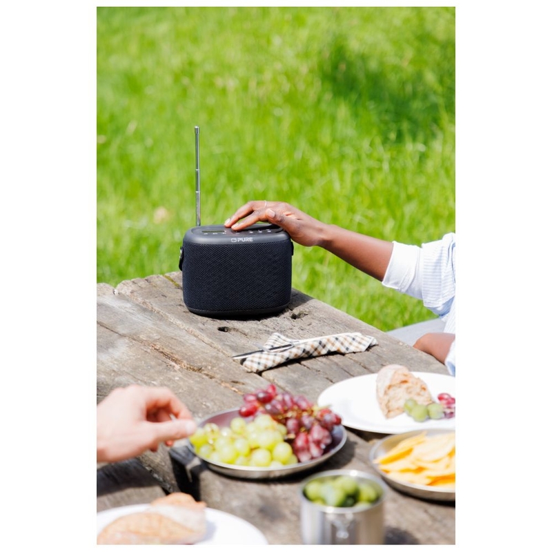 Pure Woodland Mini outdoor luidspreker met Bluetooth & DAB /FM-radio (waterdicht IP67, robuust, draagbaar, 14 uur accu, perfect voor tuin en camping), zwart