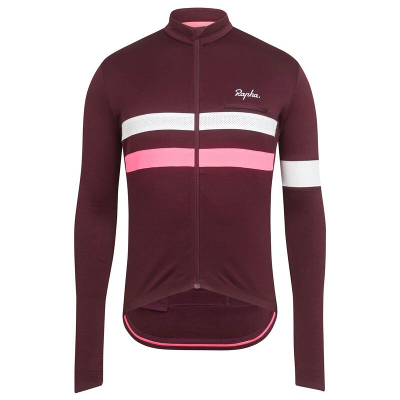 Rapha Mens Brevet Long Sleeve Jersey (Rich Burgundy) | Sportpursuit.co