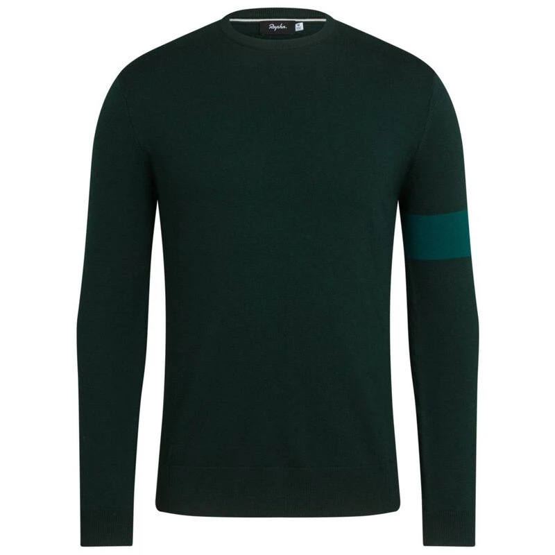 Rapha Mens Crew Neck Knit Jumper (Dark Green Marl) | Sportpursuit.com