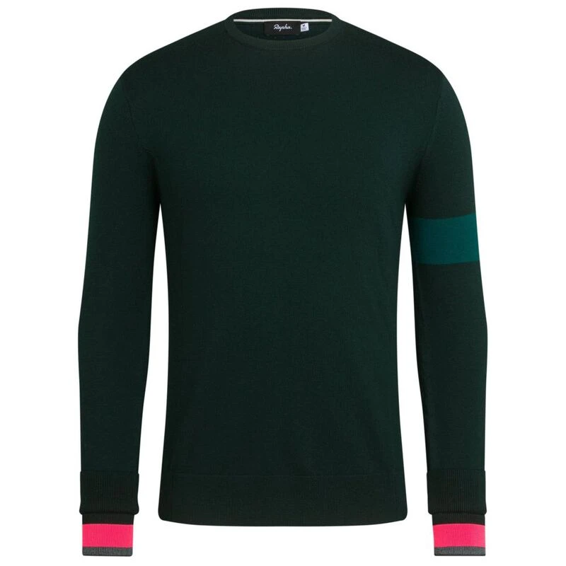 Rapha Mens Crew Neck Knit Jumper (Dark Green Marl) | Sportpursuit.com