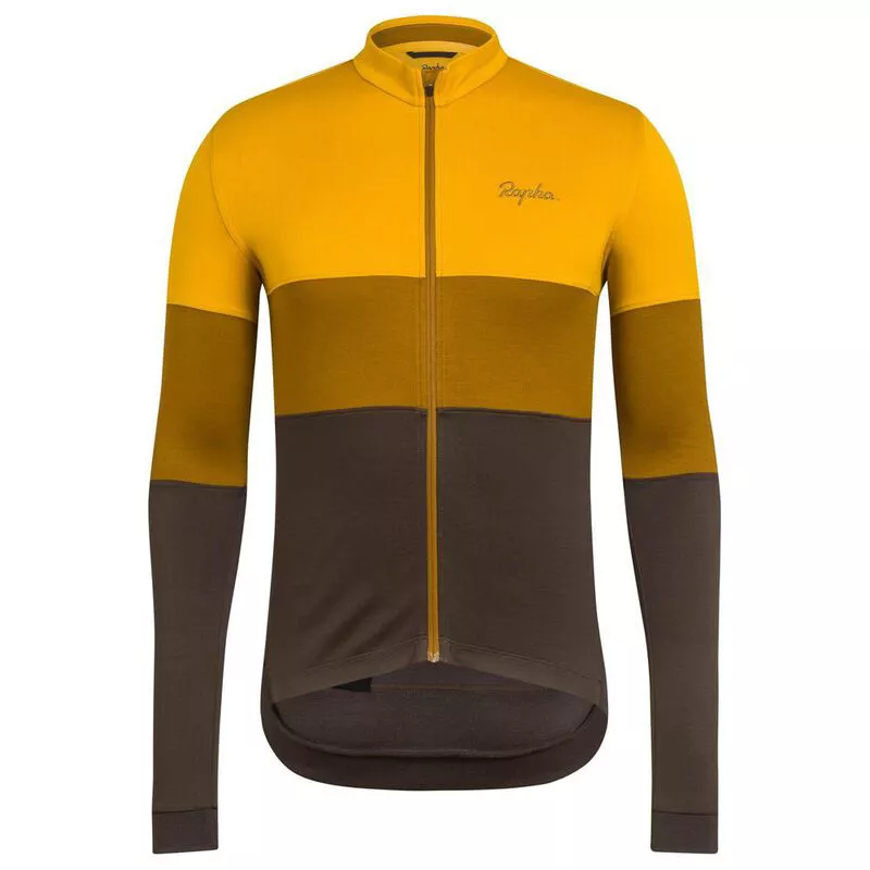 ウェア Rapha Tricolour Jersey Rapha Mens Tricolour Long Sleeve Jersey (Old Gold) | Sportpursuit.com