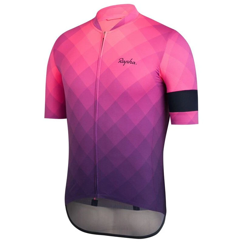 Rapha Mens Classic Flyweight Block Fade Print Jersey (High-Vis Pink/Da
