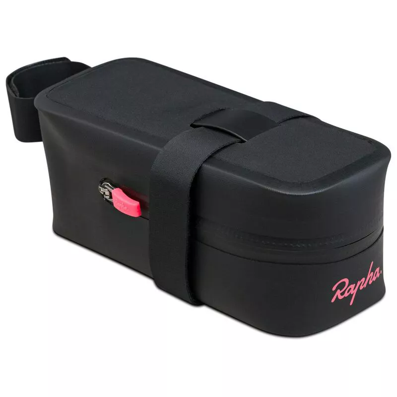 Rapha Medium Saddle Bag (Black/High-Vis Pink) | Sportpursuit.com