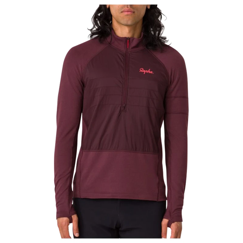 Rapha Mens Explore Zip Neck Pullover (Burgundy) | Sportpursuit.com
