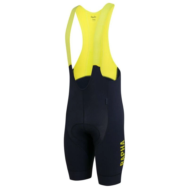 Rapha Mens Pro Team Thermal II Bib Shorts (Dark Navy/Chartreuse) | Spo