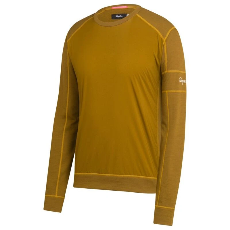Rapha Mens Merino Windblock Sweatshirt (Old Gold/Off-White) | Sportpur