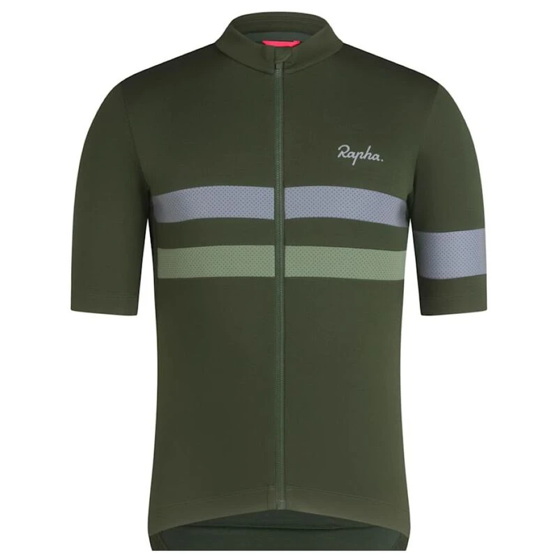 Rapha Mens Brevet Jersey (Deep Olive Green/Olive Green/Silver) | Sport