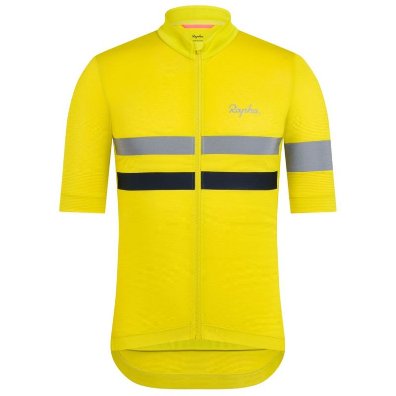 Rapha Mens Brevet Jersey (Gecko Yellow/Chartreuse/Silver) | Sportpursu