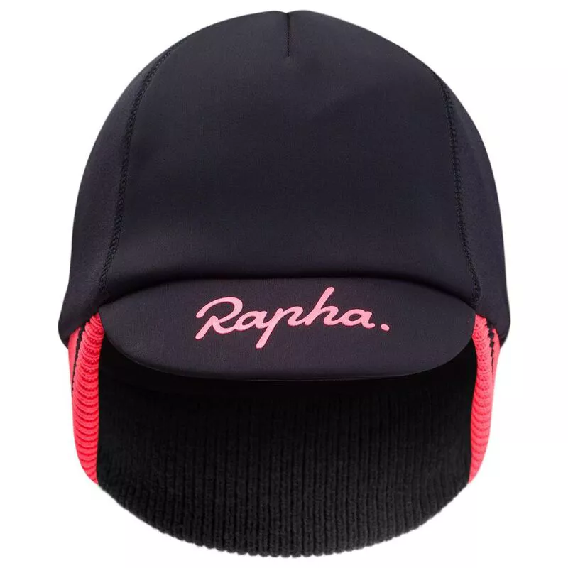 Rapha Deep Winter Hat (Black/High-Vis Pink) | Sportpursuit.com